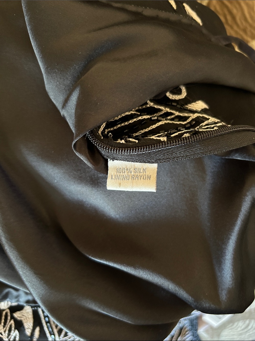 Aftershock London Vintage Beaded Black and White Silk Cocktail Dress size M - Picture 15 of 15